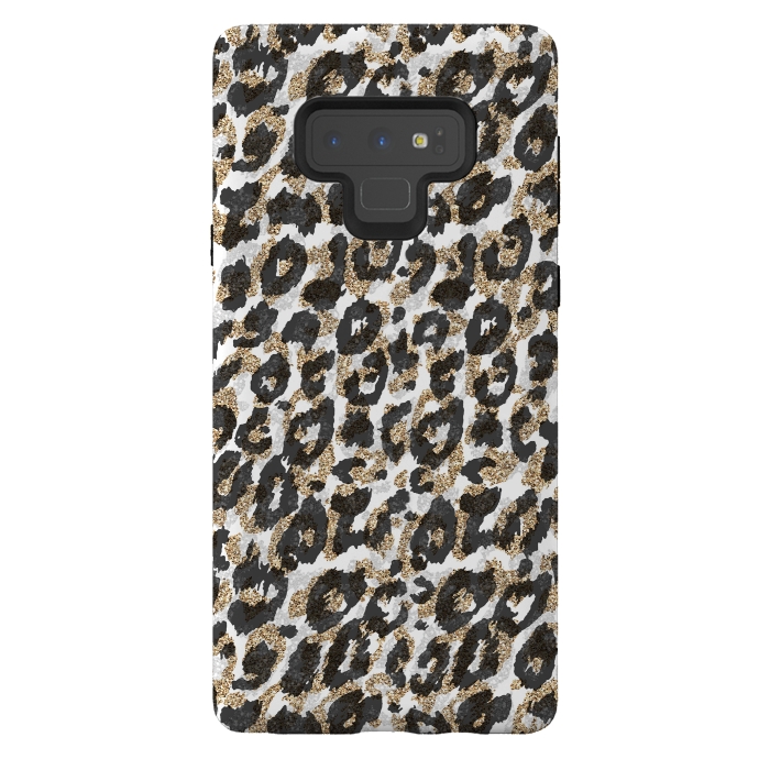 Galaxy Note 9 StrongFit Elegant gold leopard animal print pattern by InovArts