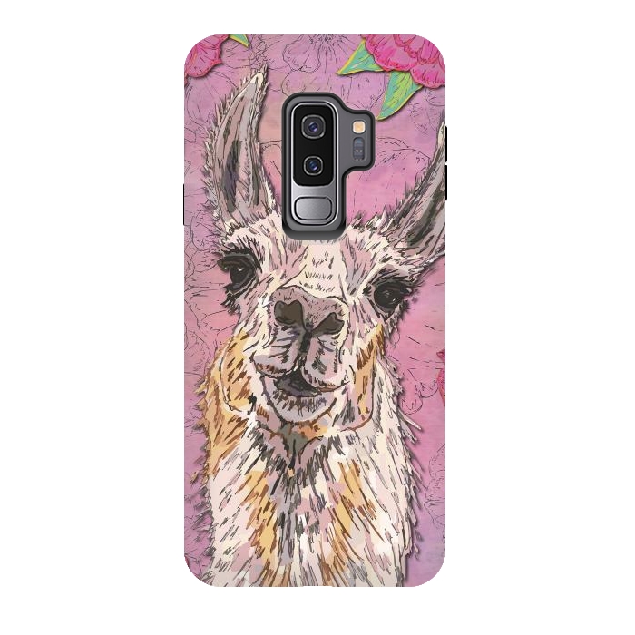 Galaxy S9 plus StrongFit Perfectly Pink Llama by Lotti Brown