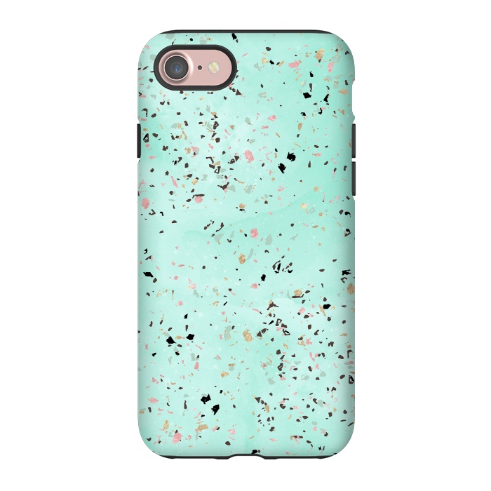 iPhone 7 StrongFit Mint and gold marble terrazzo design Confetti  by InovArts