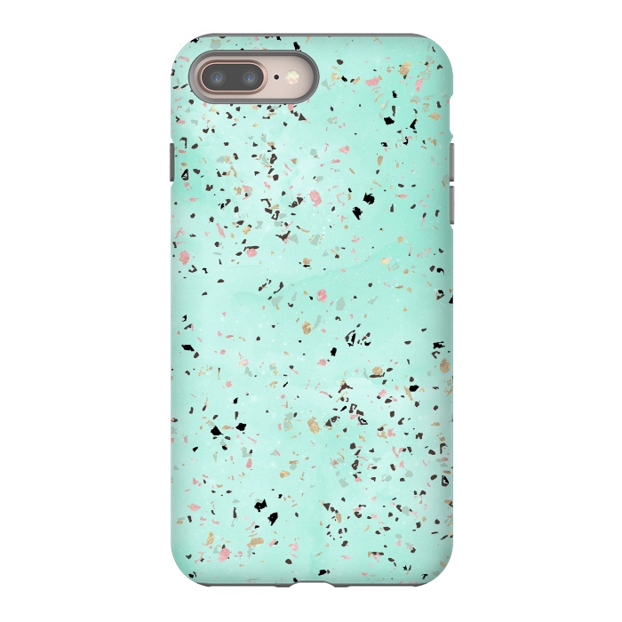 iPhone 7 plus StrongFit Mint and gold marble terrazzo design Confetti  by InovArts