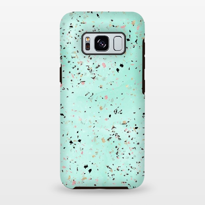 Galaxy S8 plus StrongFit Mint and gold marble terrazzo design Confetti  by InovArts