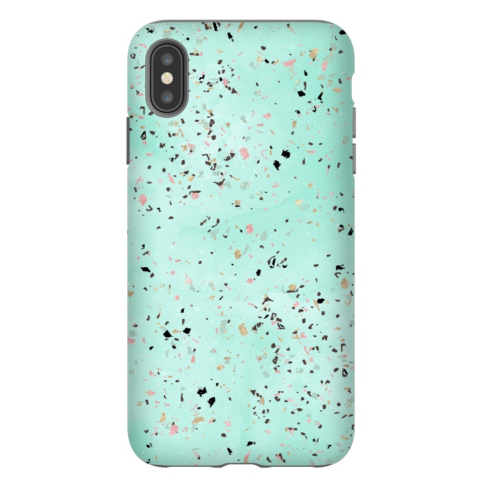iPhone Xs Max StrongFit Mint and gold marble terrazzo design Confetti  by InovArts
