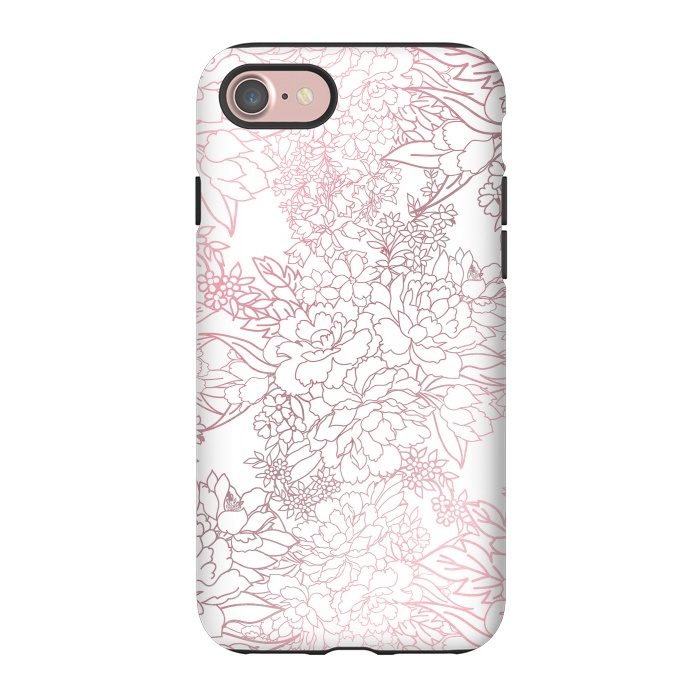 iPhone 7 StrongFit Elegant floral rose gold strokes doodles design by InovArts