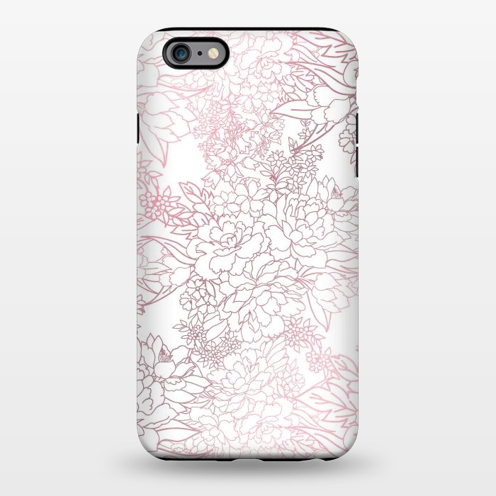 iPhone 6/6s plus StrongFit Elegant floral rose gold strokes doodles design by InovArts
