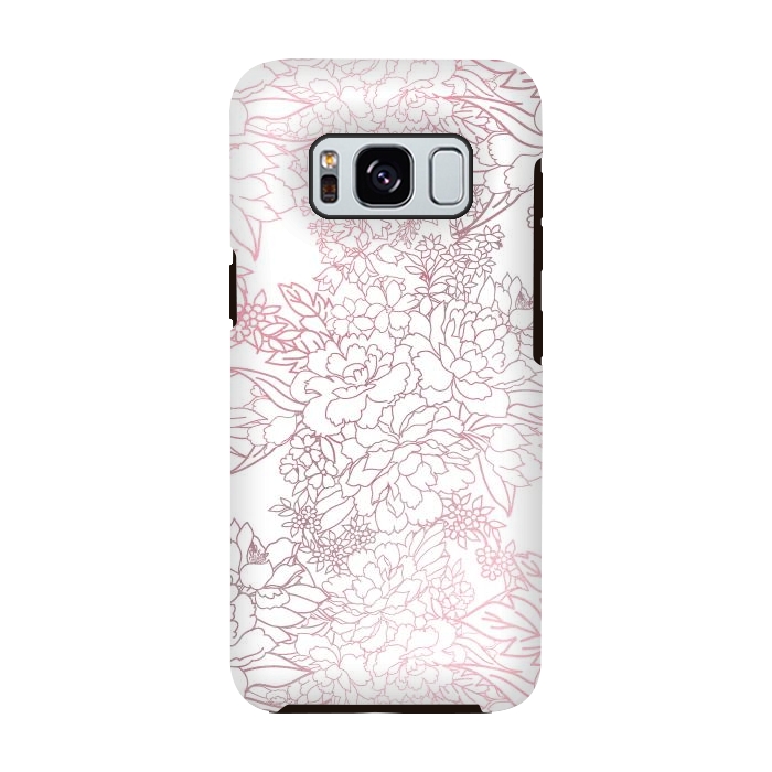 Galaxy S8 StrongFit Elegant floral rose gold strokes doodles design by InovArts