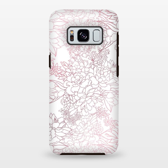 Galaxy S8 plus StrongFit Elegant floral rose gold strokes doodles design by InovArts