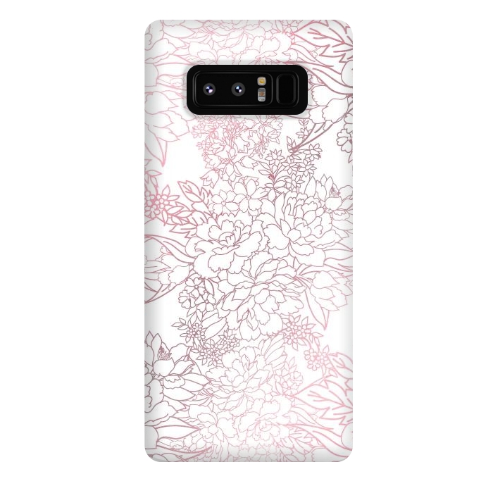 Galaxy Note 8 StrongFit Elegant floral rose gold strokes doodles design by InovArts