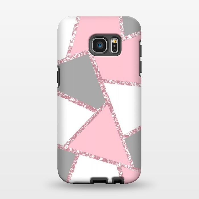 Galaxy S7 EDGE StrongFit Geometric pink glitters by Jms