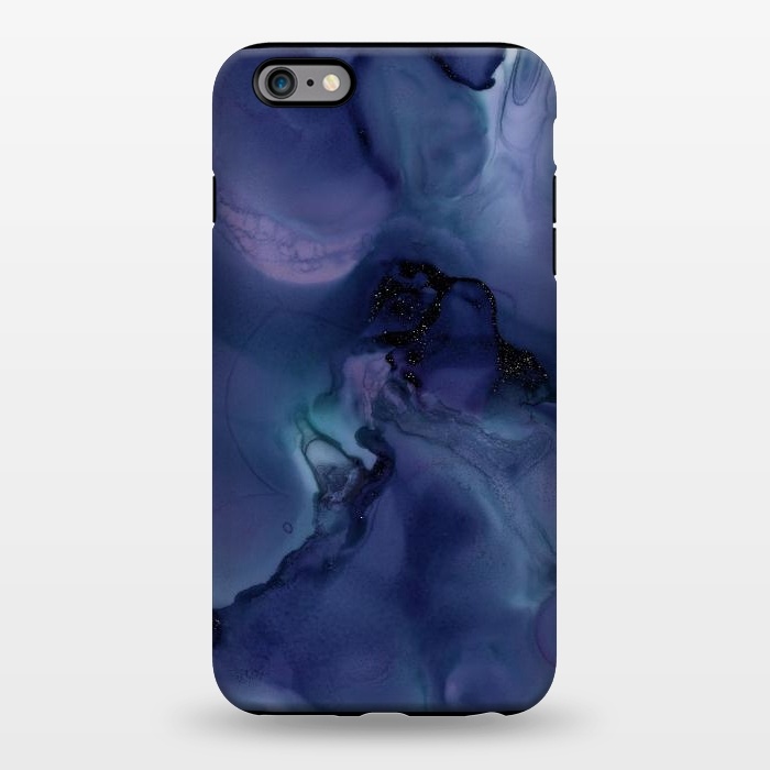 iPhone 6/6s plus StrongFit Black Glitter Veins on Blue Ink Marble by  Utart