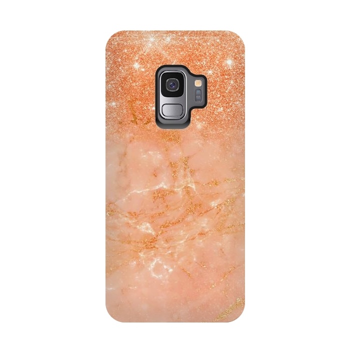 Galaxy S9 StrongFit Living Coral Glitter and Veins on marble by  Utart