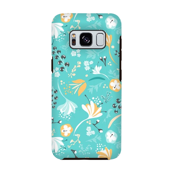 Galaxy S8 StrongFit Beautiful BC Blooms on Bright Blue by Paula Ohreen