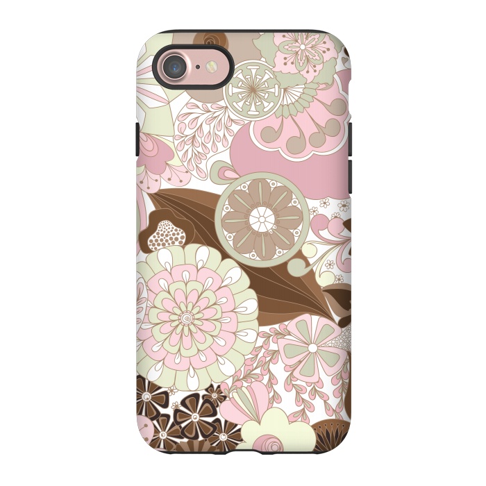 iPhone 7 StrongFit Flowers, Flowers Everywhere - Pink and Brown by Paula Ohreen