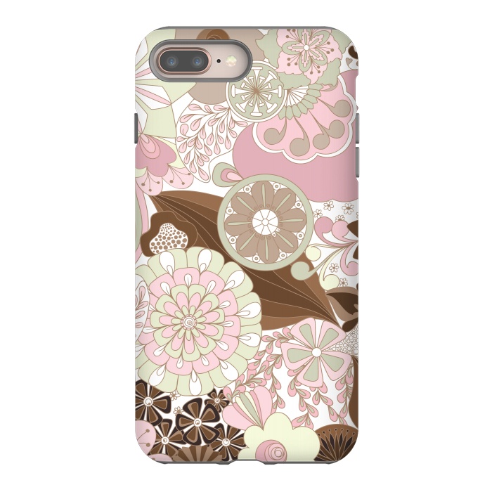 iPhone 7 plus StrongFit Flowers, Flowers Everywhere - Pink and Brown by Paula Ohreen