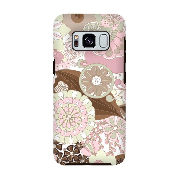 Galaxy S8 StrongFit Flowers, Flowers Everywhere - Pink and Brown by Paula Ohreen