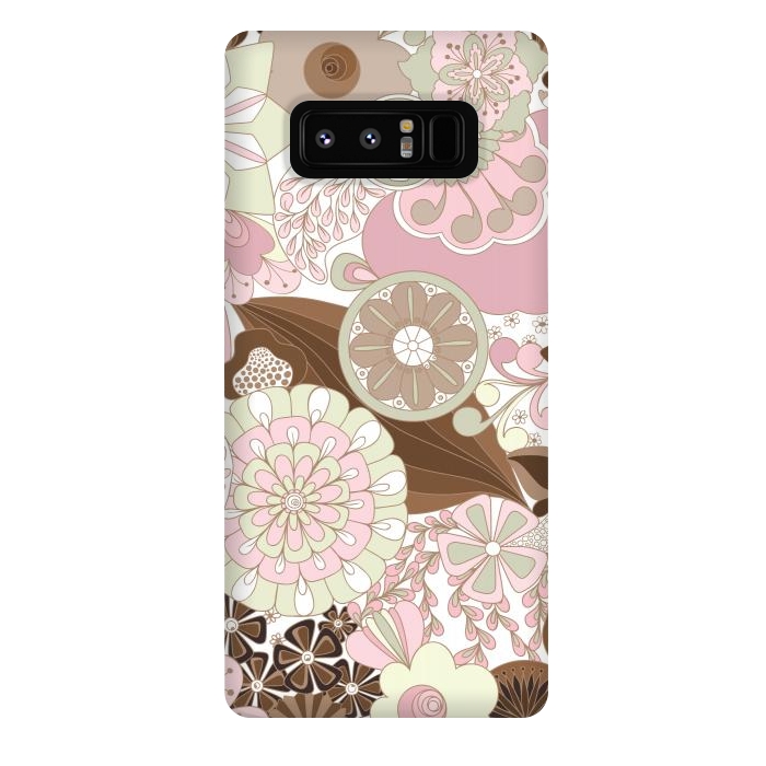 Galaxy Note 8 StrongFit Flowers, Flowers Everywhere - Pink and Brown by Paula Ohreen