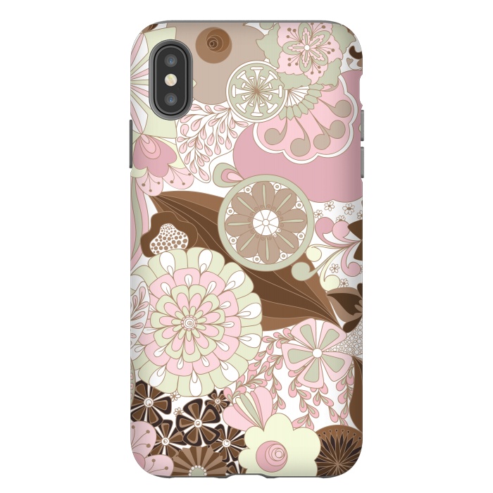 iPhone Xs Max StrongFit Flowers, Flowers Everywhere - Pink and Brown by Paula Ohreen