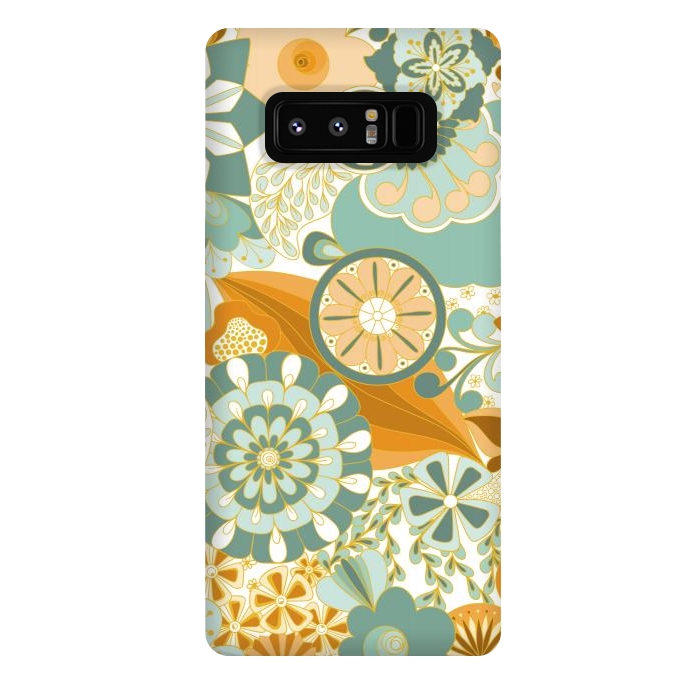 Galaxy Note 8 StrongFit Flowers, Flowers Everywhere - Orange and Green by Paula Ohreen