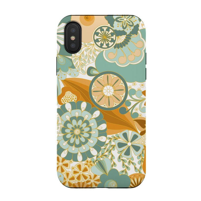 iPhone Xs / X StrongFit Flowers, Flowers Everywhere - Orange and Green by Paula Ohreen