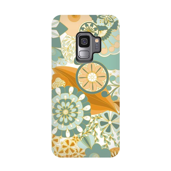Galaxy S9 StrongFit Flowers, Flowers Everywhere - Orange and Green by Paula Ohreen