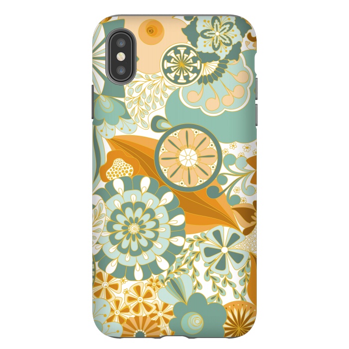 iPhone Xs Max StrongFit Flowers, Flowers Everywhere - Orange and Green by Paula Ohreen