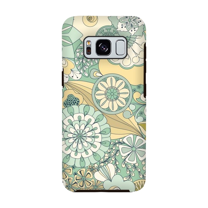 Galaxy S8 StrongFit Flowers, Flowers Everywhere - Cream and Mint by Paula Ohreen