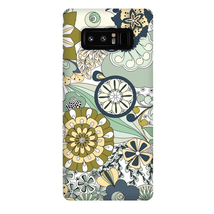 Galaxy Note 8 StrongFit Flowers, Flowers Everywhere - Navy and Green by Paula Ohreen