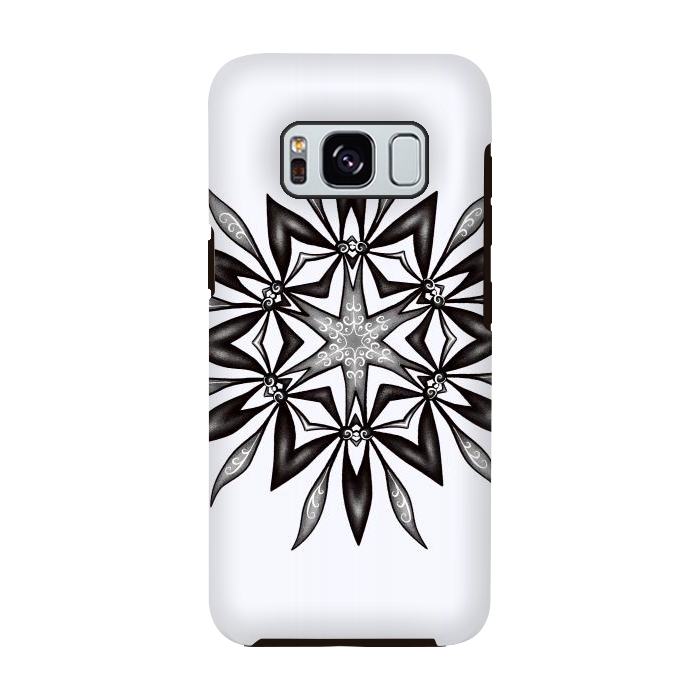 Galaxy S8 StrongFit Kaleidoscopic Flower Art In Black And White by Boriana Giormova