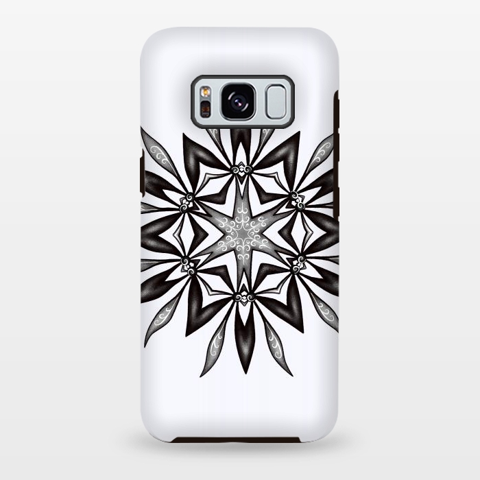 Galaxy S8 plus StrongFit Kaleidoscopic Flower Art In Black And White by Boriana Giormova