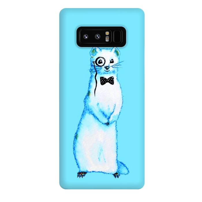 Galaxy Note 8 StrongFit Cute Ferret Hipster Blue Watercolor Art by Boriana Giormova