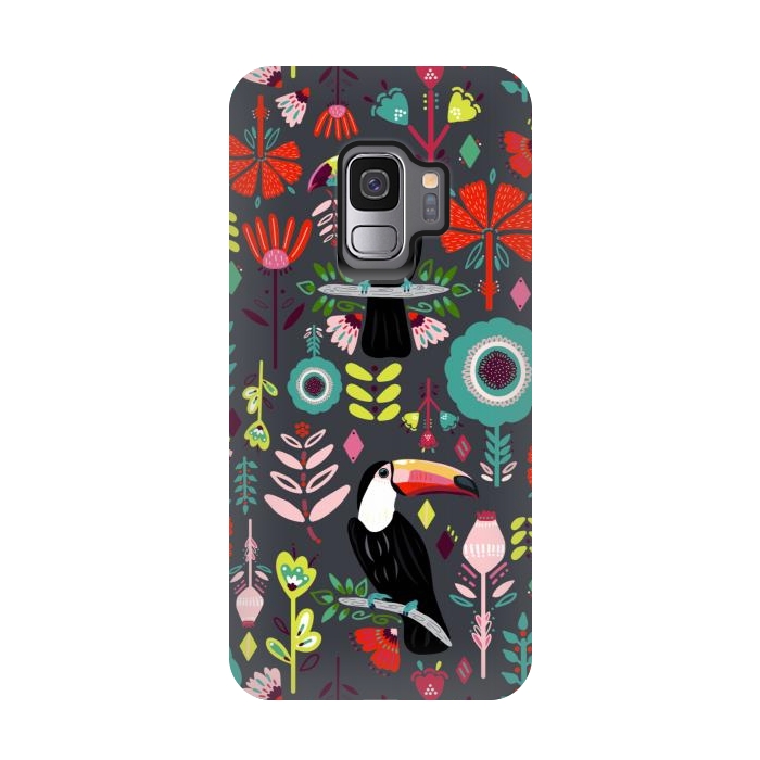 Galaxy S9 StrongFit Colorful Toucans With Bright Red  by Tigatiga