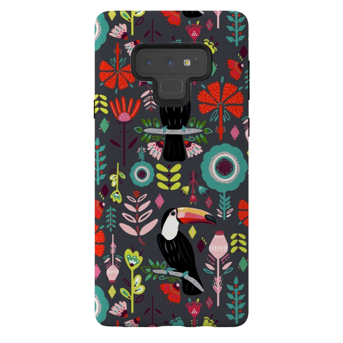 Galaxy Note 9 StrongFit Colorful Toucans With Bright Red  by Tigatiga