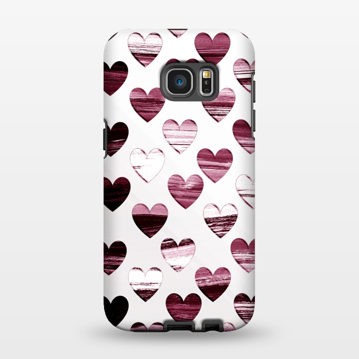 Galaxy S7 EDGE StrongFit Cherry wine brushed painted hearts by Oana 