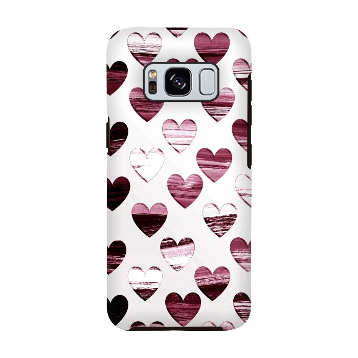 Galaxy S8 StrongFit Cherry wine brushed painted hearts by Oana 