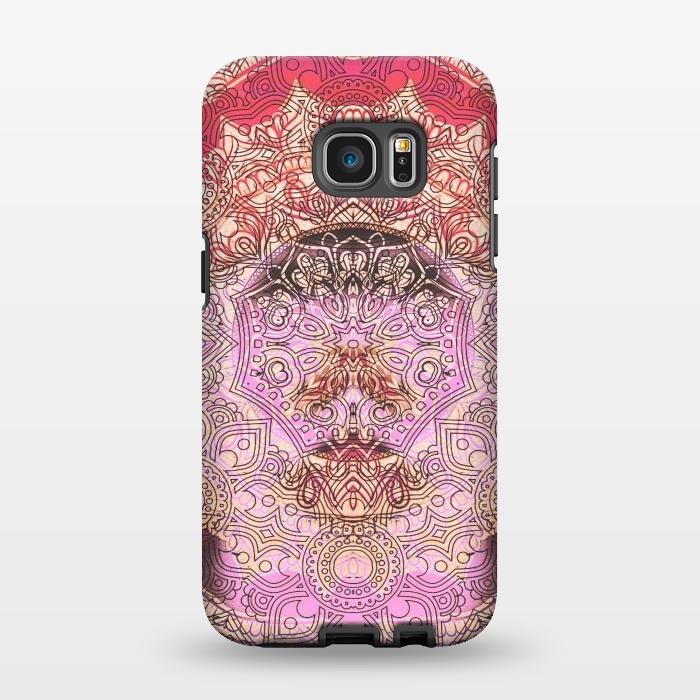 Galaxy S7 EDGE StrongFit Pink red mandala line art by Oana 