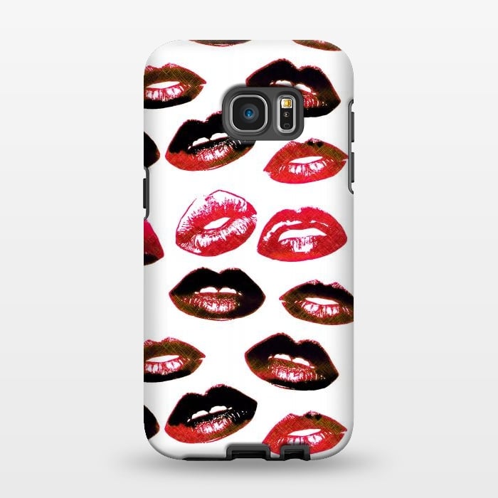 Galaxy S7 EDGE StrongFit Dark red lipstick kisses - Valentine by Oana 