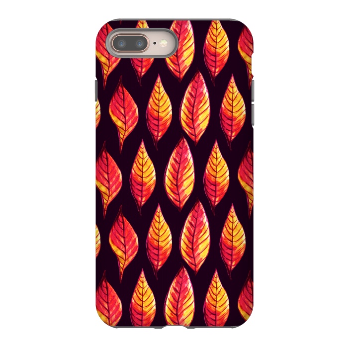 iPhone 7 plus StrongFit Vibrant autumn leaves pattern in red and yellow by Boriana Giormova
