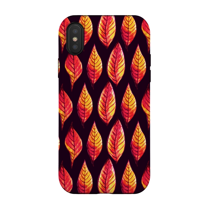 iPhone Xs / X StrongFit Vibrant autumn leaves pattern in red and yellow by Boriana Giormova
