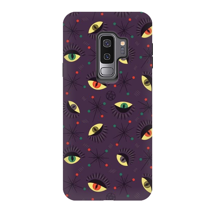 Galaxy S9 plus StrongFit Reptile Witch Eyes Spooky Retro Pattern by Boriana Giormova