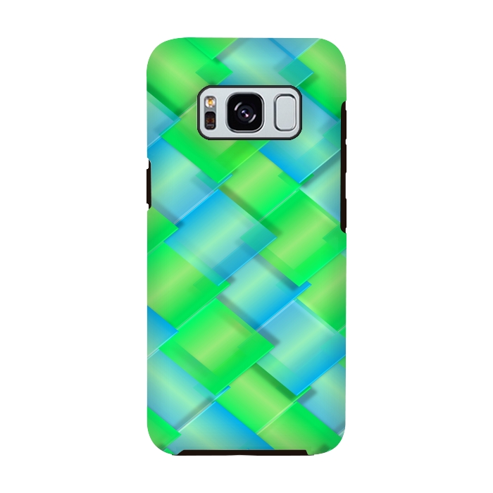 Galaxy S8 StrongFit square blue green pattern by MALLIKA