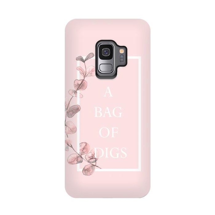 Galaxy S9 StrongFit eat a bag of digs - with pink blush eucalyptus branch by  Utart