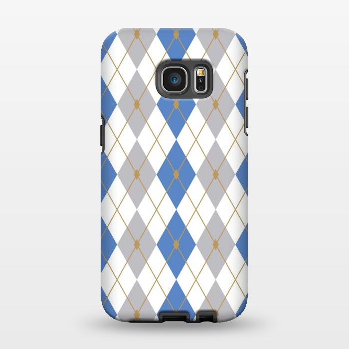 Galaxy S7 EDGE StrongFit Blue & Gray Rhombus by Bledi