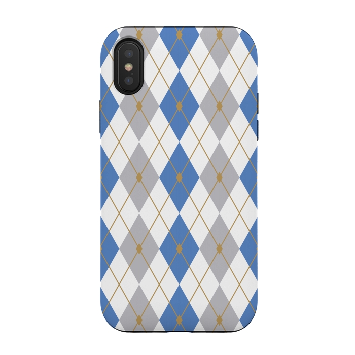 iPhone Xs / X StrongFit Blue & Gray Rhombus by Bledi