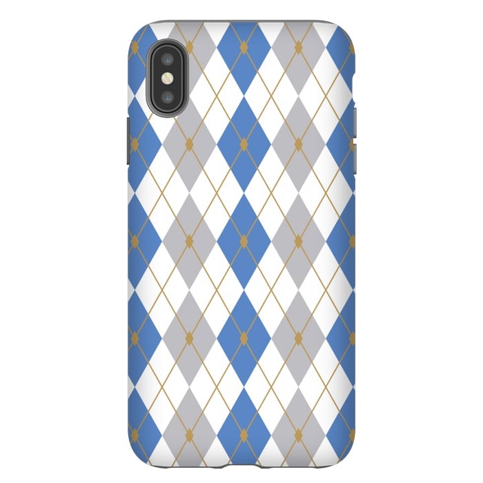 iPhone Xs Max StrongFit Blue & Gray Rhombus by Bledi