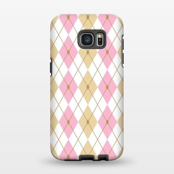 Galaxy S7 EDGE StrongFit Light Brown & Light Pink Rhombus by Bledi