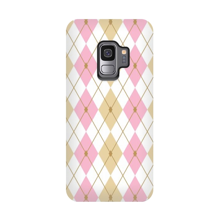 Galaxy S9 StrongFit Light Brown & Light Pink Rhombus by Bledi