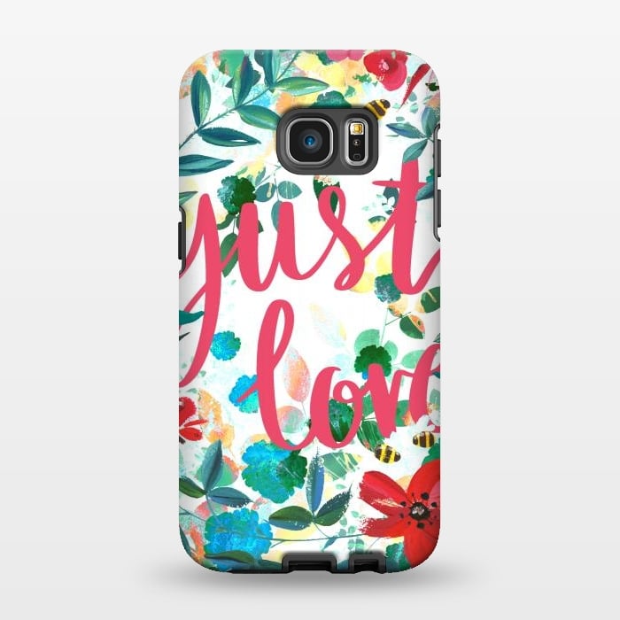 Galaxy S7 EDGE StrongFit Just love vibrant flowers and insects Valentine's by Oana 