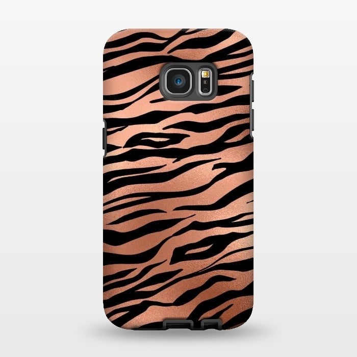 Galaxy S7 EDGE StrongFit Copper and Black Tiger by  Utart
