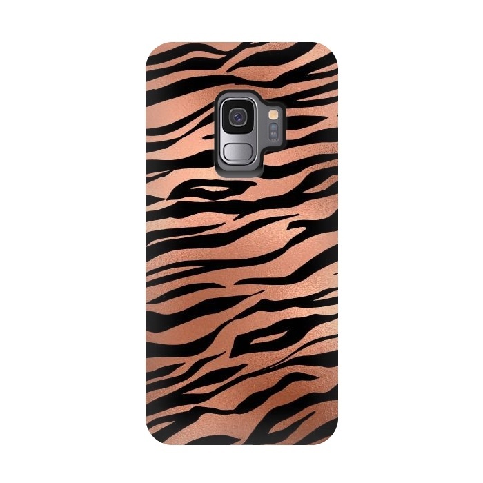 Galaxy S9 StrongFit Copper and Black Tiger by  Utart