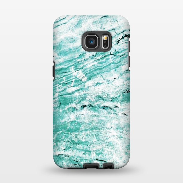 Galaxy S7 EDGE StrongFit Turquoise marble waves by Oana 