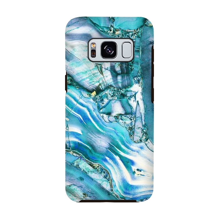 Galaxy S8 StrongFit Metallic blue precious stone marble by Oana 